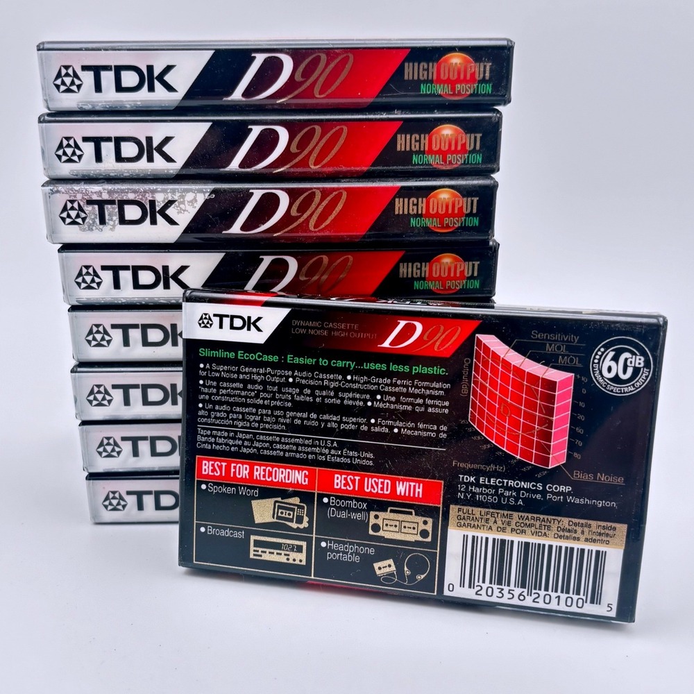 9 TDK D90 Blank Audio Cassette Tapes High Output Normal Position Type I New